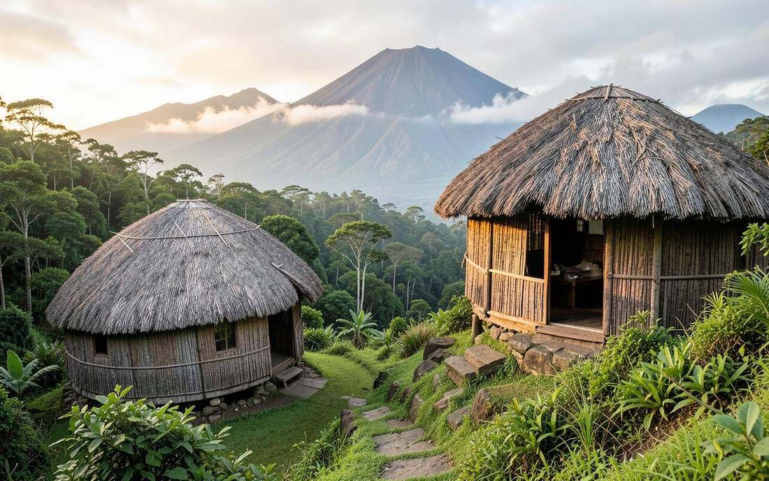 Bisate Lodge villas on a volcanic hillside near Musanze