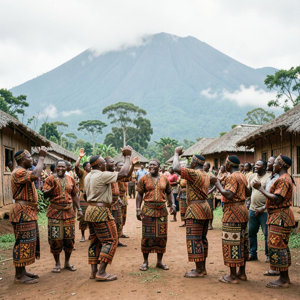 Community members celebrating at a traditional Rwandan ceremony