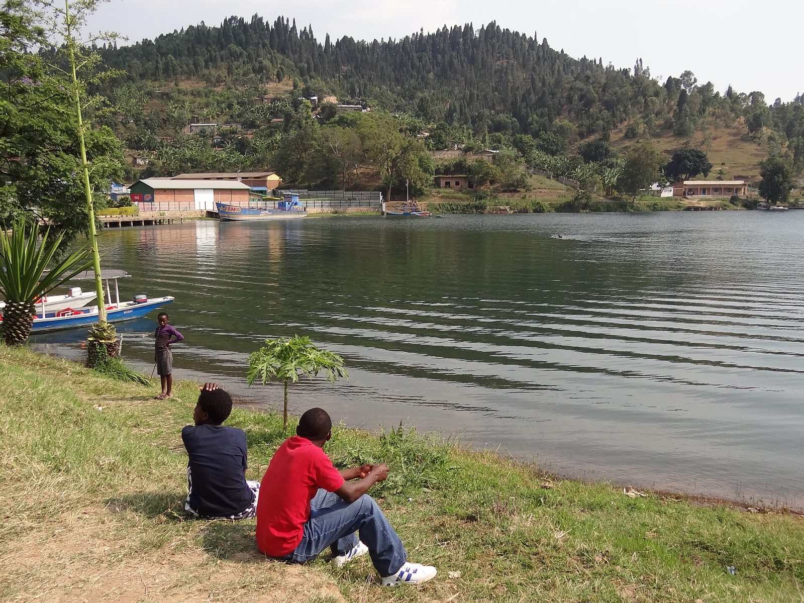 Islands and hills on Lake Kivu at Karongi