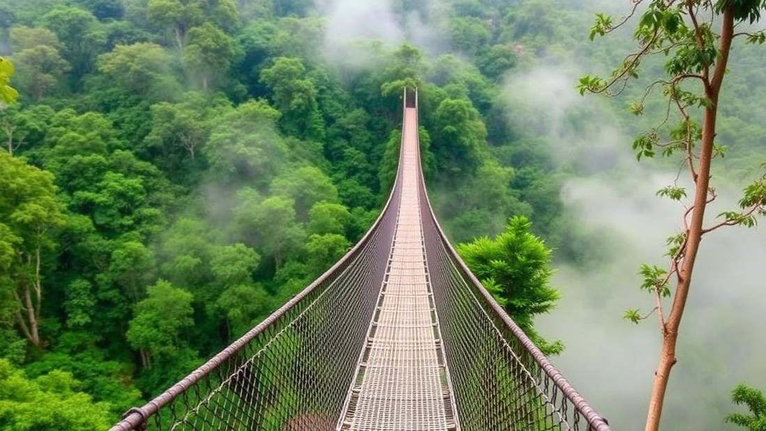 Canopy walkway suspended above Nyungwe rainforest