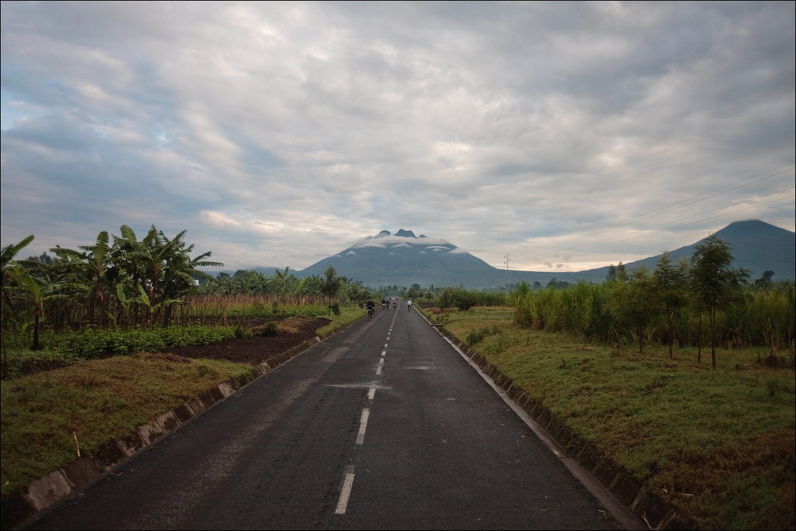 The tarmac road north from Kigali towards the Virunga volcanoes