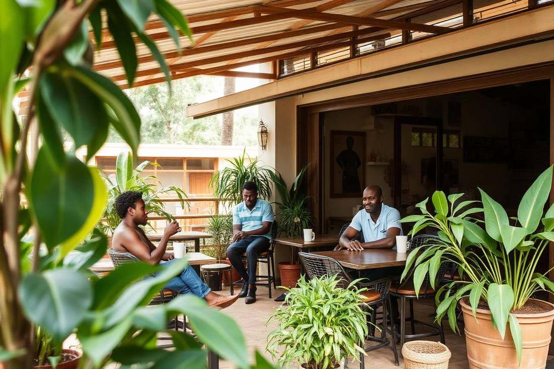 A slow morning coffee on a leafy Kigali terrace